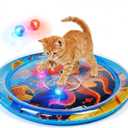 Thickened Cat Water Sensory Play Mat with 2 Attractive Balls, Cat Water Bed Toy for Cats Dogs Kittens Puppies Pets