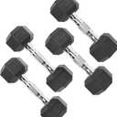 CAP 50lb Rubber Coated Hex Dumbbell Set, Chrome Grip, Free Weights