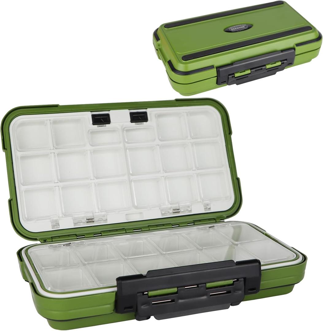Small Tackle Box, Mini Waterproof Fishing Tackle Box Organizer, Double Sided Organizer Travel Box (L, Green)