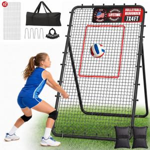 Suteck 7x4ft Volleyball Rebounder Net, 2-Net 5-Angle Trainer | Spike, Serve & Passing Practice, Solo Training, Storage Bag