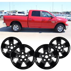 17" 4pcs Glossy Black Wheel Skins for 2013-2018 RAM 1500 & 19-24 Ram 1500 Classic, ABS Plastic 17 Inch Cover Hubcaps for 13-24 RAM 1500 Wheel Skin Replacement Set of 4