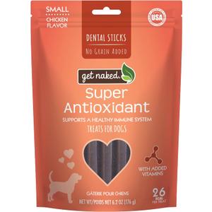 Get Naked Grain Free 1 Pouch 6.2 Oz Super Antioxidant Dental Chew Sticks, Small (EXP 10/01/27)