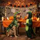 Large Dog Costume Halloween Dog Crocodile Costume Pets Winter Warm Coat Jumpsuits(M, Green)