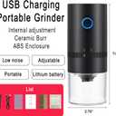 Portable Electric Burr Coffee Grinder, 1500mAh USB Rechargeable with Ceramic Burr & 10 Filters, for Espresso, French Press, Travel & Home Use