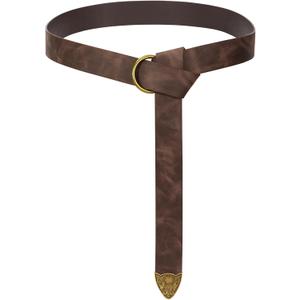 SUOSDEY Medieval Leather Belt Renaissance Pirate Viking Halloween Accessory Belt Women Men (Coffee)
