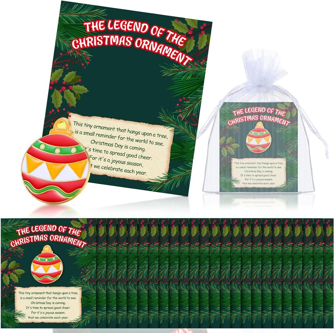 Tondiamo 24 Sets Christmas Lapel Pins on Cards Bulk Xmas Ball Pin Christmas Gift Favor for Xmas Stocking Stuffers Holiday Church Favors
