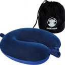 Travel Neck Pillow, Top Memory Foam Pillow for Head Support, Ideal for Airplanes, Cars, and Home Recliners, Adjustable and Soft (Blue)