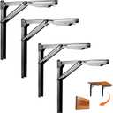 Ultrawall 24 inch Black Sturdy Folding Shelf Brackets, Heavy Duty Adjustable Steel Wall Mounted Collapsible Shelf Bracket, Max Load 550lb