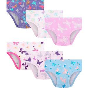Girls and Toddlers 100% Cotton Underwear Tagless Soft Panties Size 7-8T (6-Pack)
