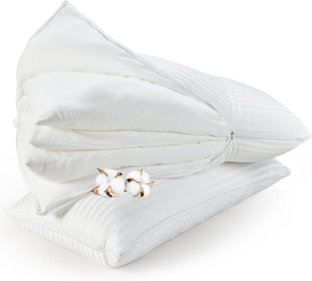 Adjustable Layer Pillows, Assembled Bed Pillow with 100% Cotton Cover,Luxury King Pillows Set of 2,Fluffy Pillows for Back,Stomach or Side Sleepers,King(Pack of 2)