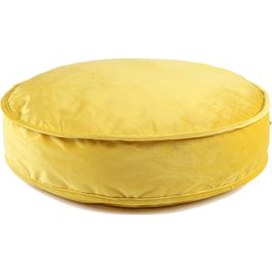 Velvet Floor Pillows Round Chair Cushion Couch Throw Pillow Soft Pouf Seat Mattress Bean Bag for Reading Nook Play Room (19.7",Yellow)