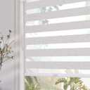 Persilux Cordless Zebra Blinds for Indoor Windows, Light Filtering Sheer Shades, Upgraded Cassette, Dual Layers Light Control for Day and Night for Office, Easy to Install (36" Wx64 H, Linen Cream)