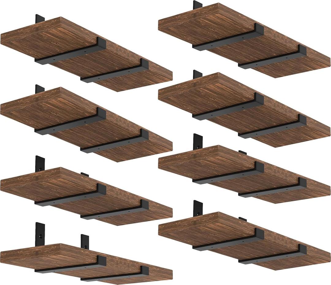 WEKIS Shelf Brackets 12 Inch, Strong Heavy Duty Floating Shelf Brackets Pack of 16, Industrial Metal Iron Matte Black Shelving Brackets 1/5 Inch Thick Brackets for Shelves 16 PCS