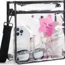 Bluome Clear Bag for Stadium Events 12 x6 x12, Clear Crossbody Purses for Women Concerts Stadium Approved Work Beach (Black)