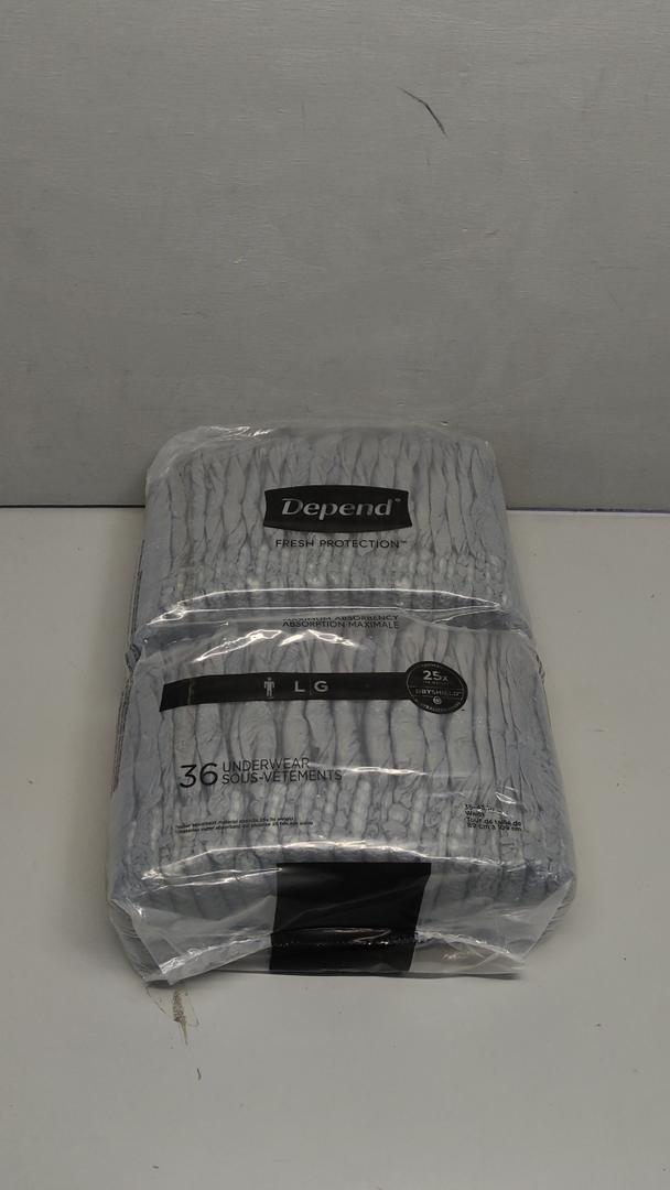 Depend Fresh Protection Adult Incontinence Underwear for Men, Disposable, Maximum, Large, Grey,  (Packs of 36), Packaging May Vary