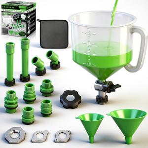 SWANLAKE No-Spill Coolant Funnel Kit,Spill Proof Funnel Bleeder with Adapters.Universal Fitment15Pcs.