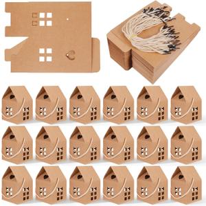 Dimeho 60pcs House Shaped Gift Boxes 5.1  3.1  3.1" Paper Candy Box Cardboard Treat Boxes Gift & Favor Box Cardboard Treat Bags for Wedding Christmas Baby Shower Birthday Party Treats Decoration (Brown)
