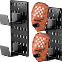 2 Pack Baseball Glove Wall Mount Holder with Pegboard Baseball Glove Stand No-drill Keeps Gloves Space Saving Sports Decor Display Rack Players Gift (Black)