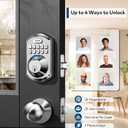 TEEHO TE002 Fingerprint Door Lock - Keyless Entry Electronic Keypad Deadbolt with 2 Backup Keys - Auto Lock - Easy Installation - Smart Locks for Front Door - Satin Nickel