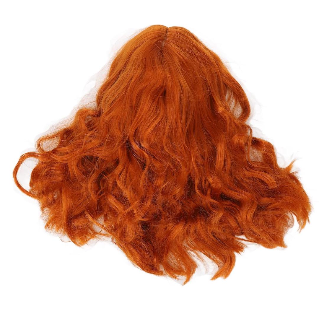 Gucagle Wig Heat Versatile Orange Curly Wig with Air Bangs for Halloween Concerts Theme Parties Weddings Dates