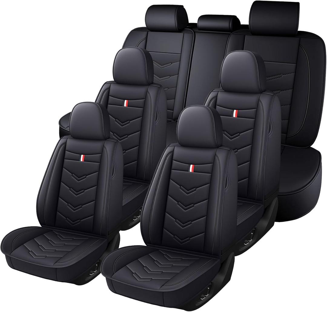 Car Seat Cover 6 Seats for Ford Explorer 2000-2026, Waterproof Durable Premium Leather Car Seat Protector, Comfortable Anti-Slip Stylish Sport Seat Cover(6 Seats Standard,Black)