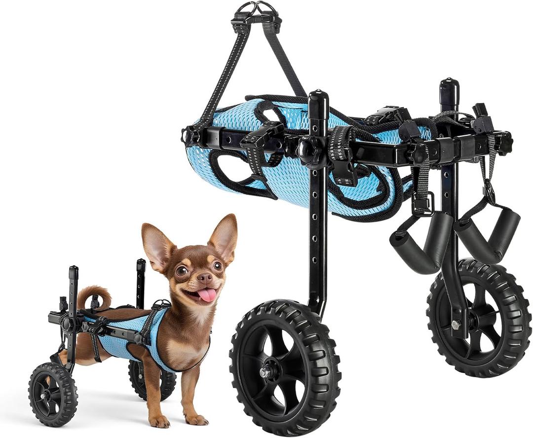 VEVOR Dog Wheelchair for Back Legs, Lightweight 2 Wheels Pet Wheelchair, Height, Width & Length Adjustable, Dog Cart with Shock-Absorbing Wheels, for Injured, Disabled Dogs (X-Small up to 22lbs)