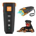Hobychild Dog Bark Deterrent Device Ultrasonic Anti-Barking Devices with 3X Emitters Indoor Outdoor Use Rechargeable for Dogs Training (Black)