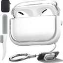 Valkit Compatible AirPods Pro Case, Clear with Lock & Cleaner Kit, Soft Shockproof Protective Case for AirPods Pro Gen 2/1 (White)