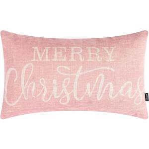 TRENDIN Christmas Decor Throw Pillow Cover 12x20 Merry Christmas Decoration Lumbar Linen Cushion Cover Couch Pillow Case for Sofa Home and Car Pink PL1078TR