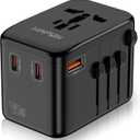 Universal Travel Adapter, GaN 45W International Power Adapter, 3 USB-C & 1 USB-A Fast Charging Travel Charger, All in One Worldwide Travel Plug Adapter, Outlet Adapter for Europe UK USA AU, Black