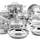 Cuisinart 17-Piece Stainless Steel Cookware Set, Chef's Classic Steel Collection with Pure Aluminum Core for Quick and Even Heat, Cool Grip Handles, Dishwasher Safe, 77-17N