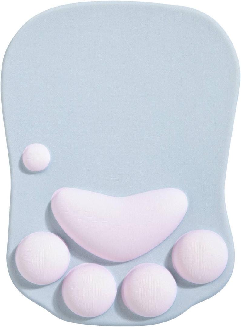 Cat Paw Mouse Pad, Ergonomic Mouse Mat with Wrist Support, Silicone Gel Mouse Pad, for Home/Office/Gaming, Mouse Mat Grey & Pink