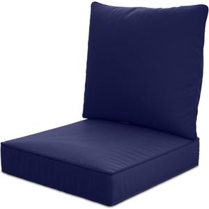 24" x 24" x 6" Outdoor Deep Seat Cushions Set - Waterproof & Fade Resistant Patio Furniture Replacement Cushions, Non-Slip Outdoor Cushions Fit Loveseats, Couches, Chairs, and Sofas. (Navy Blue)