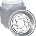 7 Inch Round Aluminum Pans with Lids (60 Pack) Disposable Foil Pan with Clear Dome Top, Aluminum Tin for Roasting Baking Cooking