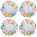 KEVA Floral Spring Placemats Set of 4, 15inch Round Flower Cutwork Embroidered Placemats Set, Easter Seasonal Spring Summer Table Decorations for Kitchen Dining Table (S/4-15 Round)