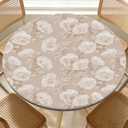 Round Fitted Table Cover with Elastic Fits 46"-50" Round Tables | Polyester Waterproof Stain-Resistant Wipeable Outdoor Tablecloth for Camping, Picnic, Dining, Indoor, 52"