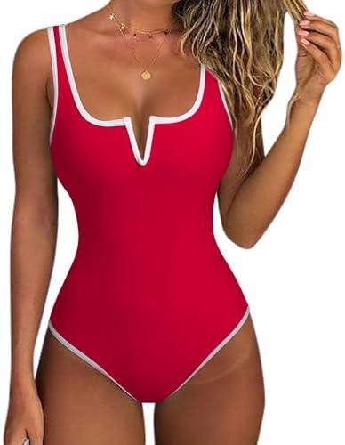 SUUKSESS Women Sexy Tummy Control One Piece Swimsuits High Cut Bathing Suit 2025 Large