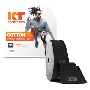 KT Tape, Original Cotton, Elastic Kinesiology Athletic Tape, 150 Precut 10” Strips, Black