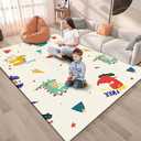 Fshibila Baby Playpen Mat, 74" × 50“ Baby Play Mat for Floor, Baby Playmat for Playpen, Thick Ultra Soft Playpen Mat for Playing or Crawling, Provides Cushioning, DoubleSided Pattern (0.4" Thick)