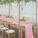 BESBESME Chiffon Table Runner, 10ft x 28in Pink - Romantic Sheer Wedding Party Decor