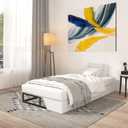 Qingzhou Box Spring Twin Bed Bases, 7 Inch High Metal Twin Box Spring Only, Heavy Duty Mattress Foundation with Fabric Cover, Easy Assembly, Quiet Noise Free, Non Slip, Black