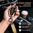 2 x For Chevy Key Fob Cover Accessories- Matte TPU Key Fob Cover with Leather Keychain for Equinox Malibu Camaro Cruze Blazer Traverse Trax and More. (Champagne Gold, 4-Buttons)