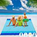 Beach Blanket Waterproof Sandproof 1-7 Adult Oversized 78 ''  81 '' Lightweight Durable Compact Sand Free Beach Mat for Travel Camping Hiking Picnic Blanket (Blue)