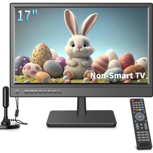 17inch TV,Small Flat Screen TV with ATSC Digital Tuner-HDMI &USB Port in-Dual Power-12 Volt Charger Cable and AC Power Suitable-for Caravan,Kitchen,Bedroom