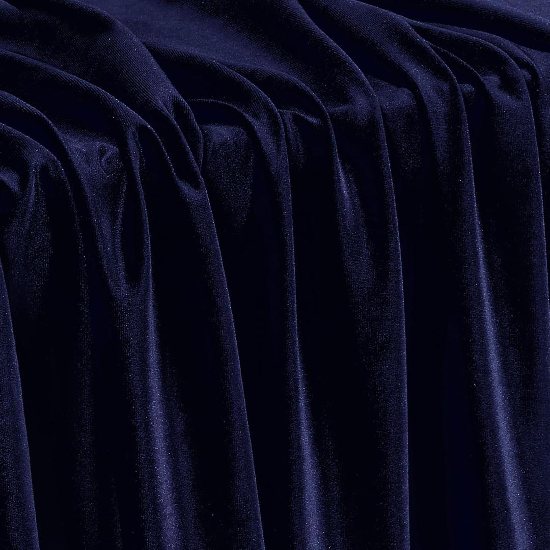 KKJIAF Navy Blue Stretch Velvet Fabric 60 Inch Wide, 5 Yard Soft Stretchy Fabric for Sewing Clothes, Apparel, Costume, Crafts - 90% Polyester 10% Spandex