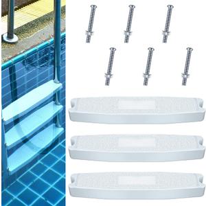 Wettarn 3 Set 18 Inches Pool Ladder Steps Universal Swimming Pool Ladder Pedal Set Molded Plastic Swimming Pool Ladder Rung Step with Stainless Steel Bolts Fit for Inground and Above Ground Pools
