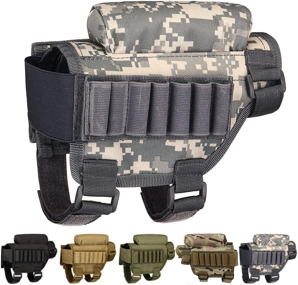 2 x Rifle Buttstock, Hunting Shooting Tactical Cheek Rest Pad Ammo Pouch with 7 Shells Holder