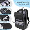 Backpack for Men Slim & Expandable Travel Laptop Backpack with USB Charging Port Water Resistant Anti-Theft Business Backpack Fits 17.3In Laptop for Commute Work College with Small BagBusiness Black