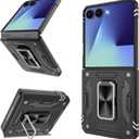 ATUMP for Samsung Galaxy Z Flip 7 Case with Stand, [Anti-Scratch][Military Grade] Full Body Rugged Shockproof Drop Protection Case for Galaxy Z Flip 7- Black