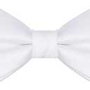 KissTies Mens Pre-Tied Bow Tie Adult's Adjustable Tuxedo Satin Bowtie (White)